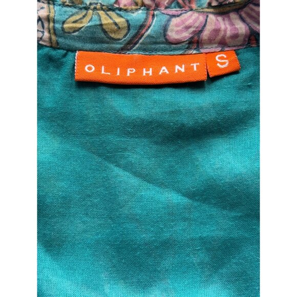 Oliphant Women's Yoke Dress Long Sleeve Boho Floral Ruffle-Neck $348 Size S - Picture 4 of 9